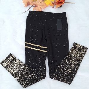Work out Exercise Leggings with gold splash design